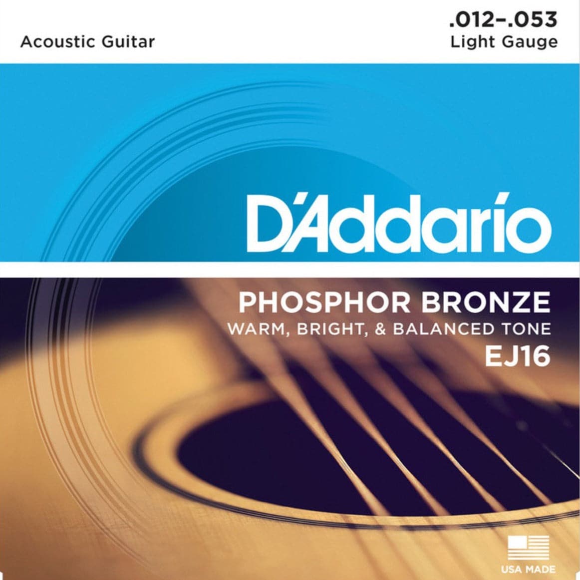 D Addario EJ16 Phosphor Bronze Acoustic Guitar Strings Light 12 53