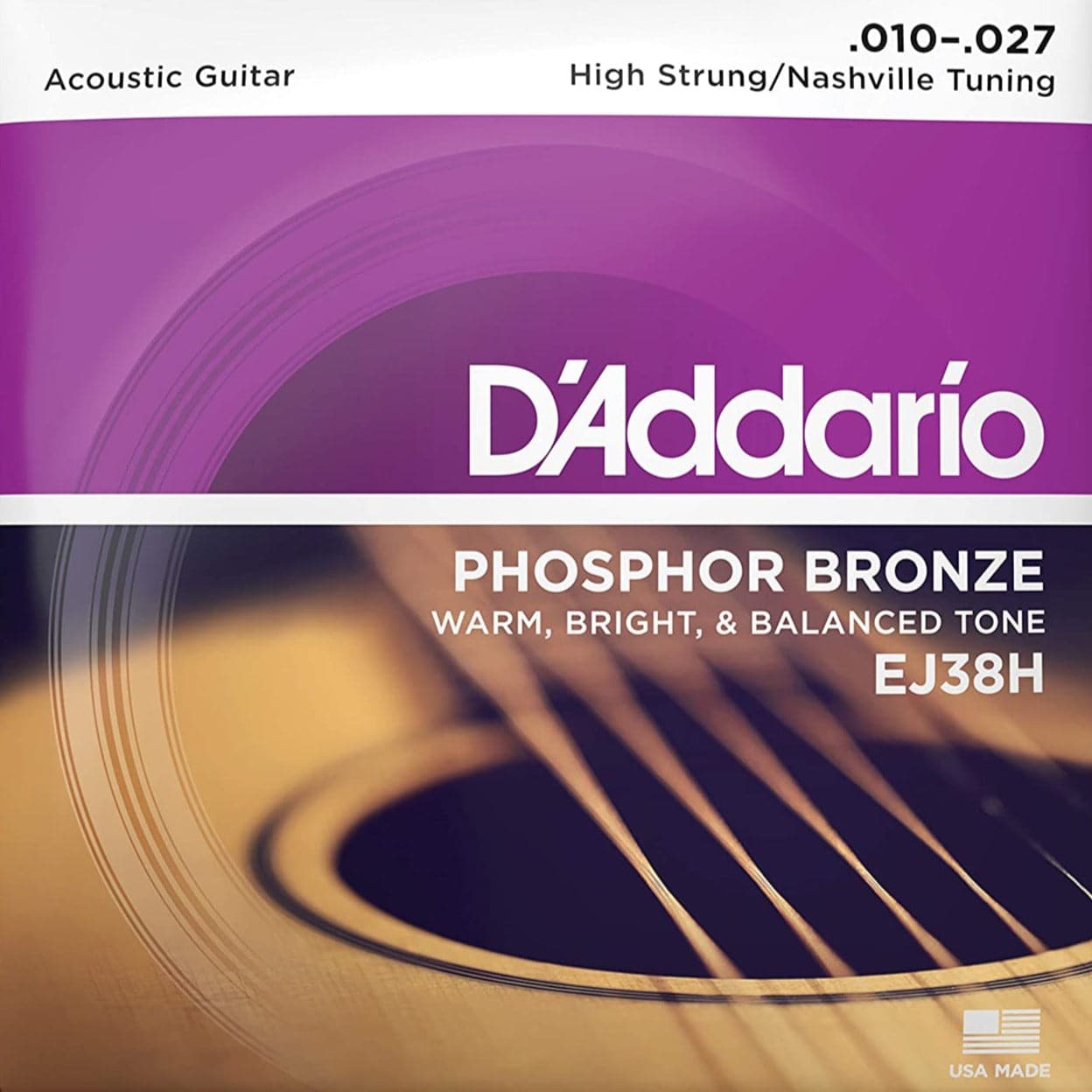 D Addario Strings EJ38H Phosphor Bronze High Strung Nashville