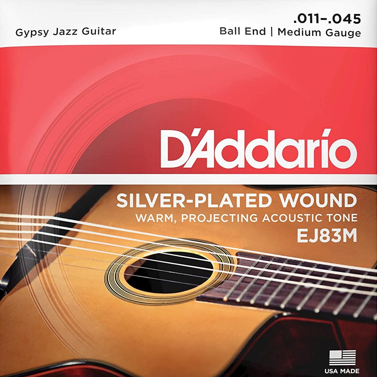 D Addario Strings EJ83M Gypsy Jazz Ball End Medium 11 45 for sale