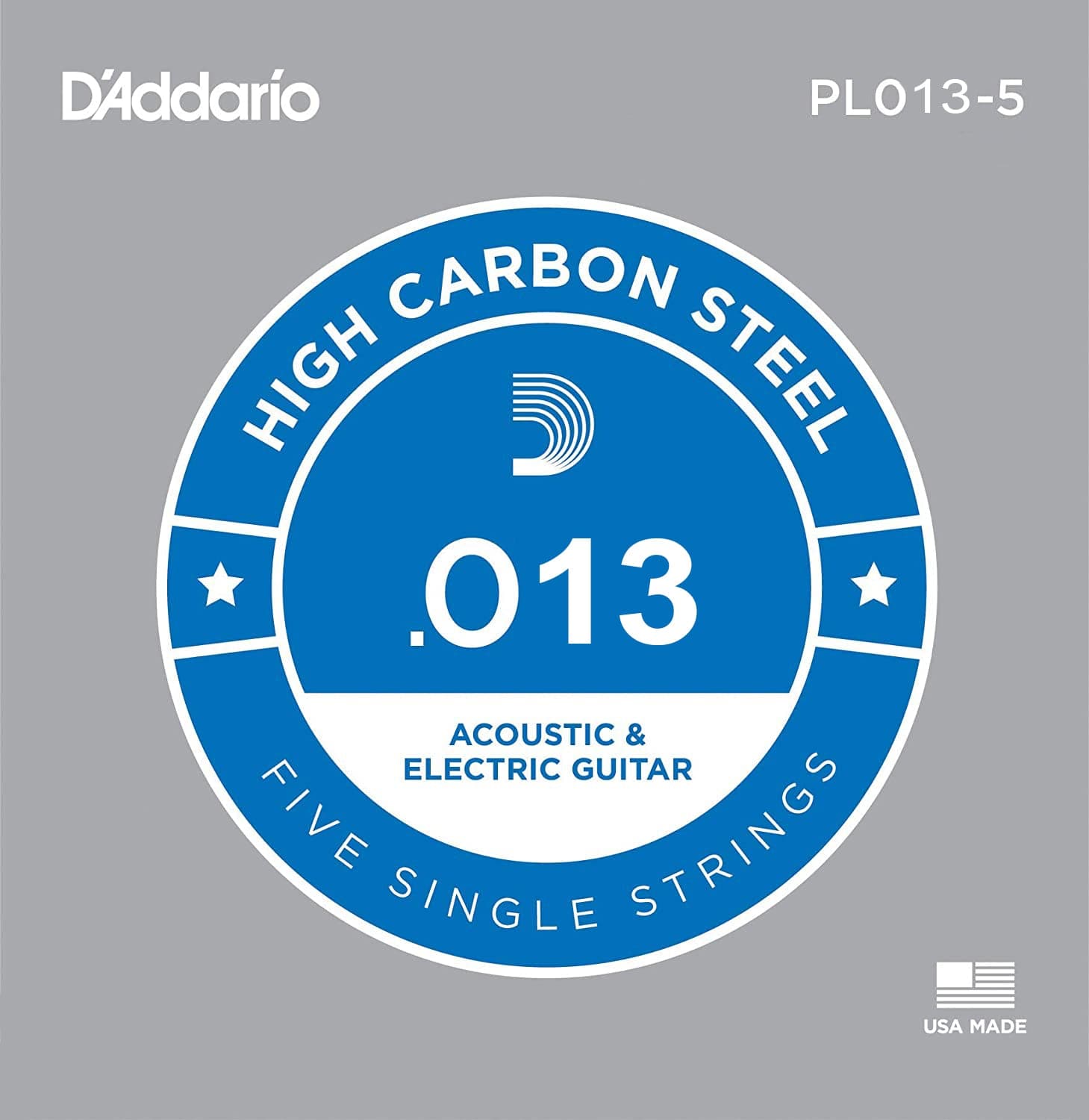 D Addario PL013 5 Plain Steel Guitar Strings .013 for Electric Acoustic 5 PACK