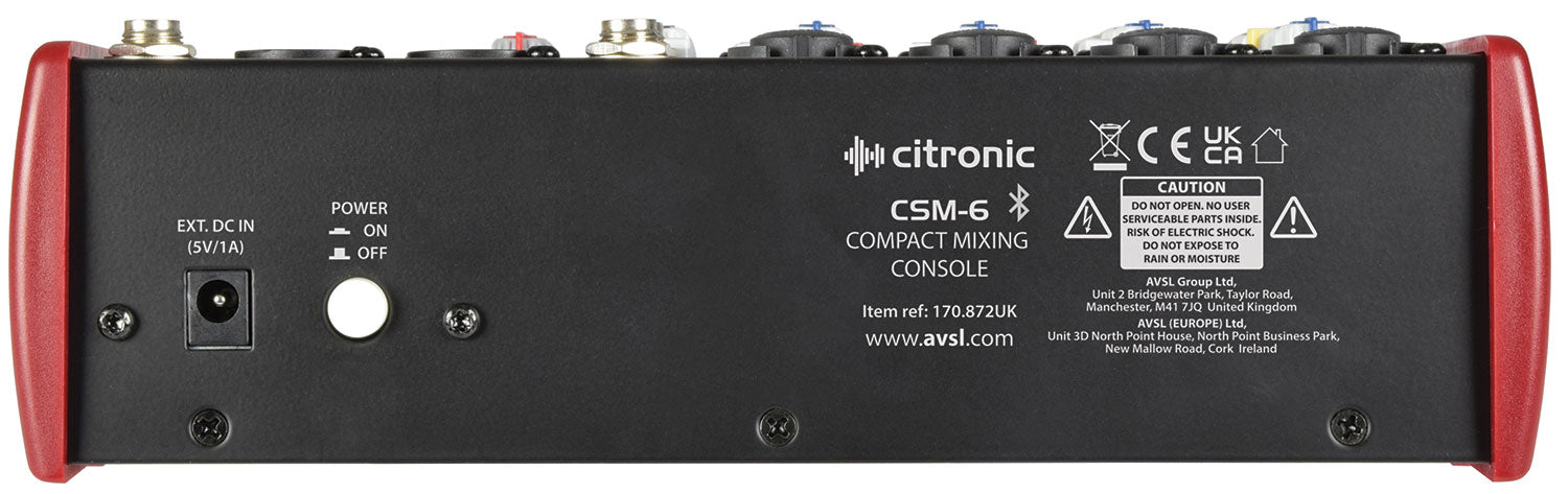 Citronic CSM-6 Audio Mixer with USB & Bluetooth