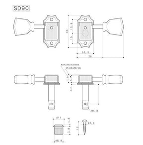 Gotoh SD-90-SL-GG Machine Heads - 3 a side - Gold