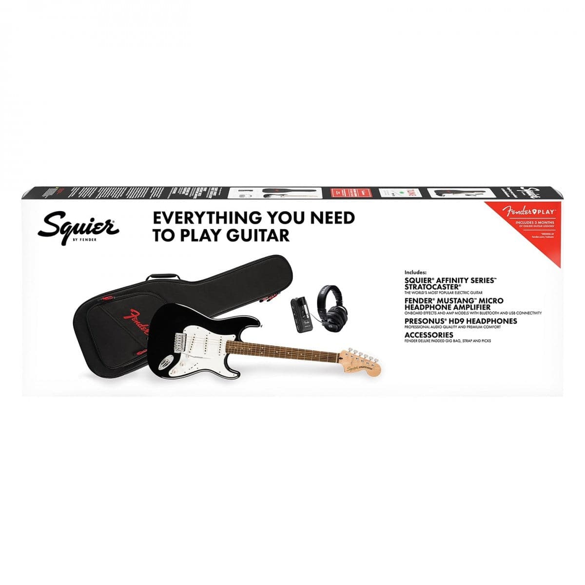 Squier Affinity Series Stratocaster Mustang Micro Electric Guitar Package