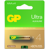 GP Ultra Alkaline Batteries AAA 1.5V 4 Pack