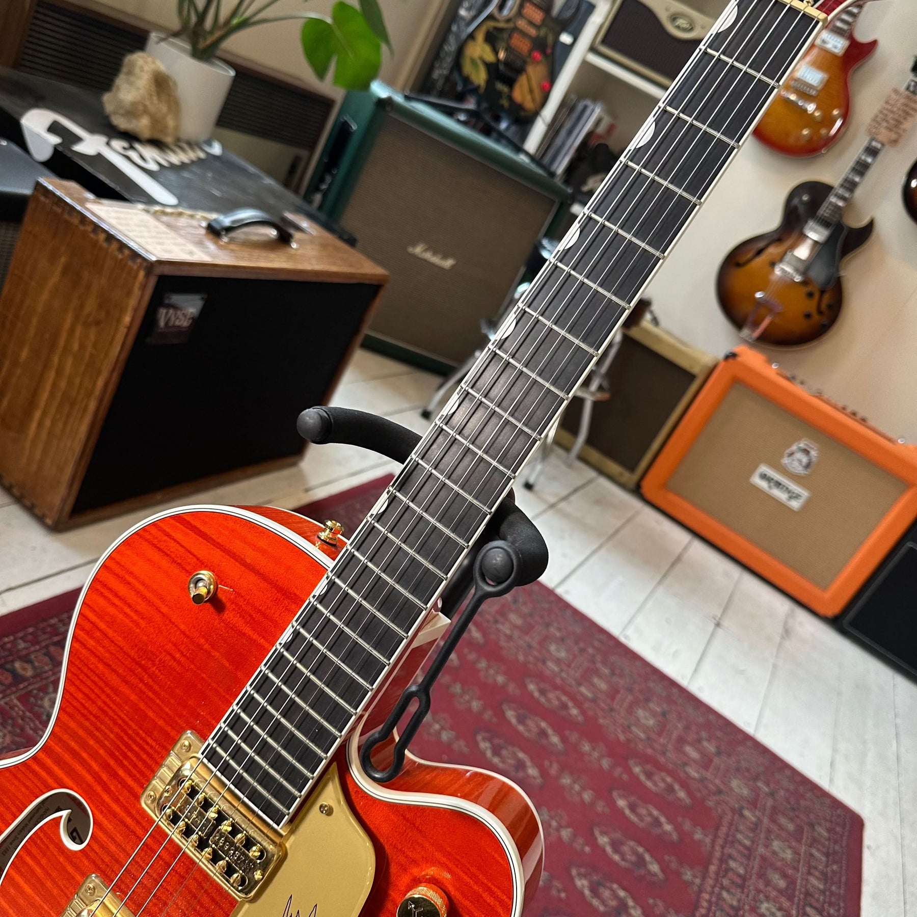 Gretsch G6120TFM Players Edition Nashville Hollow Body with String - Thru Bigsby - Flame Maple - Orange Stain - Preowned