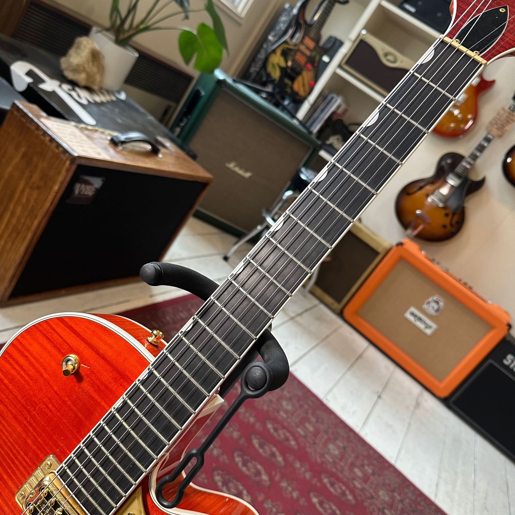 Gretsch G6120TFM Players Edition Nashville Hollow Body with String - Thru Bigsby - Flame Maple - Orange Stain - Preowned