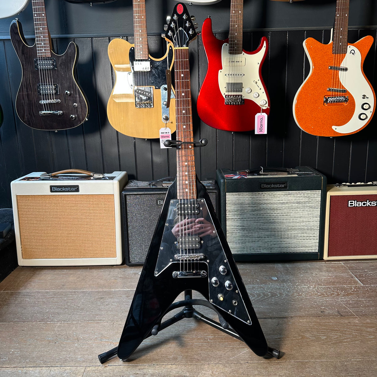 Stagg Flying V Electric Guitar - Black - Preowned