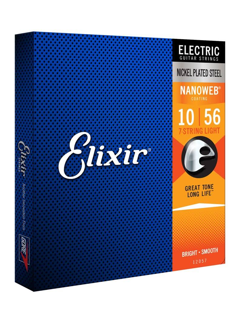 Elixir 12057 Nanoweb Coated 7 String Electric Guitar String Set - 10-56