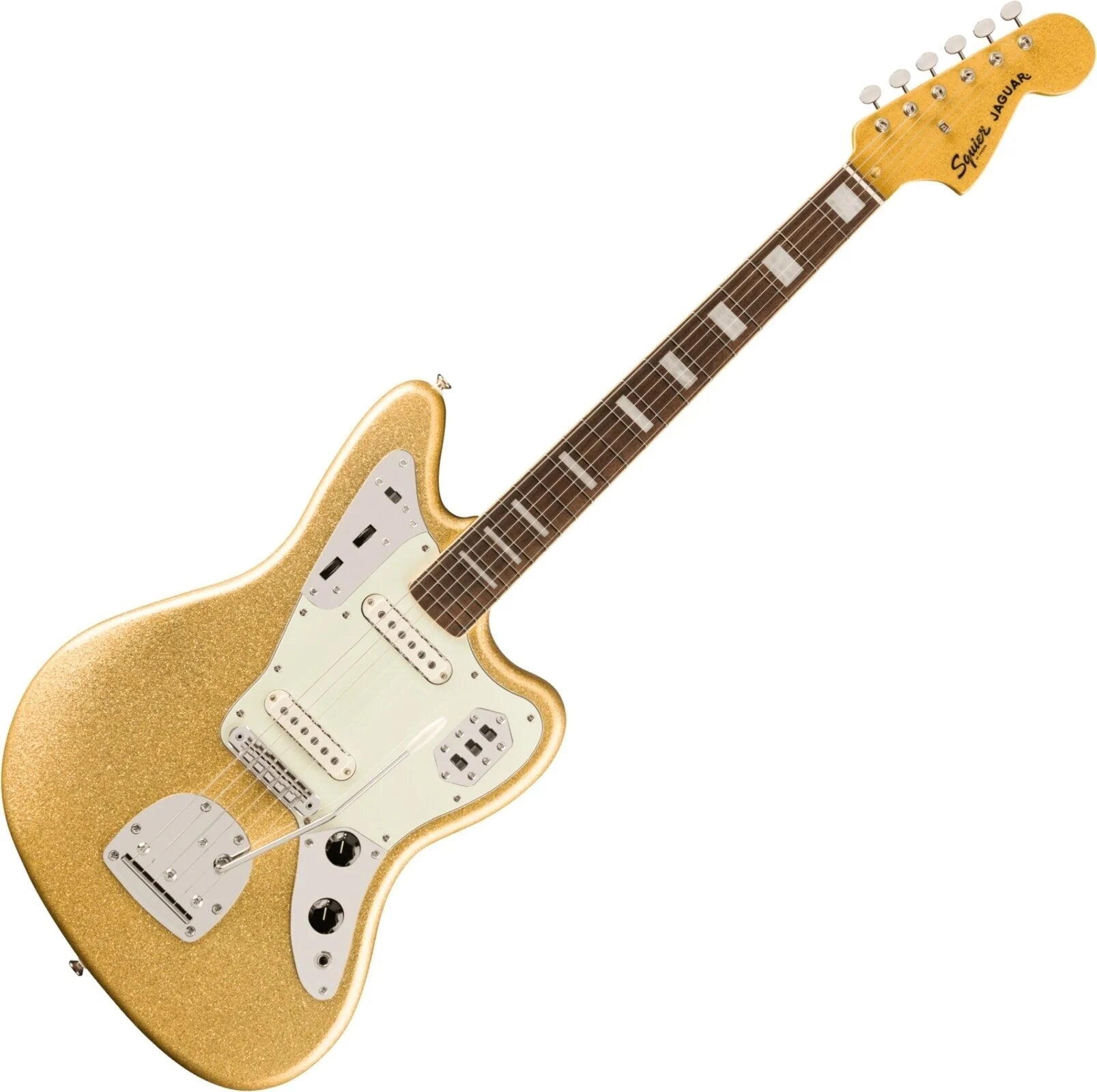 Squier Limited Edition Classic Vibe '70s Jaguar - Gold Sparkle with Matching Headstock