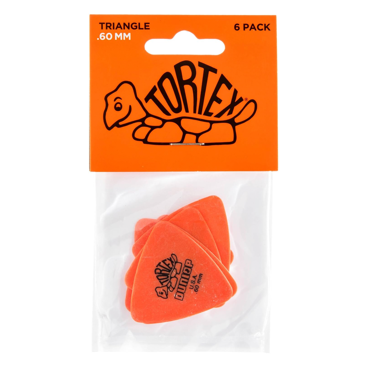 Jim Dunlop Tortex Triangle Plectrum Players Pack - 6 Pack - .60 Orange